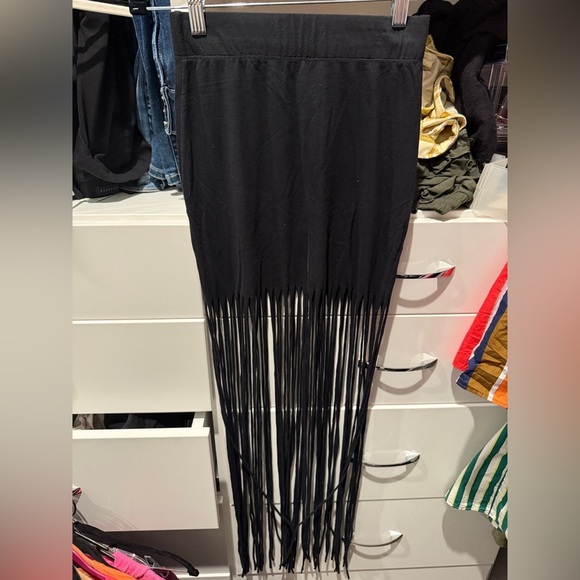 Nollie Black Skirt with Fringe - Picture 1 of 3